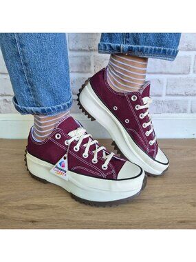 ⭐Converse Run Star Hike Platform Low Sz 8 Womens shoes Sneaker Burgundy A20373C